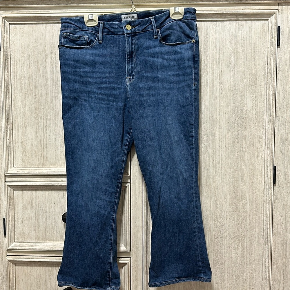 EUC FRAME Denim Le Crop Mini Boot Size 34